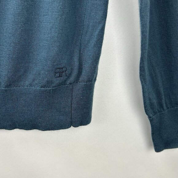 Banana Republic Men’s L Dark Blue 100% Merino Wool Crew Sweater Grandpa Casual - Picture 8 of 12